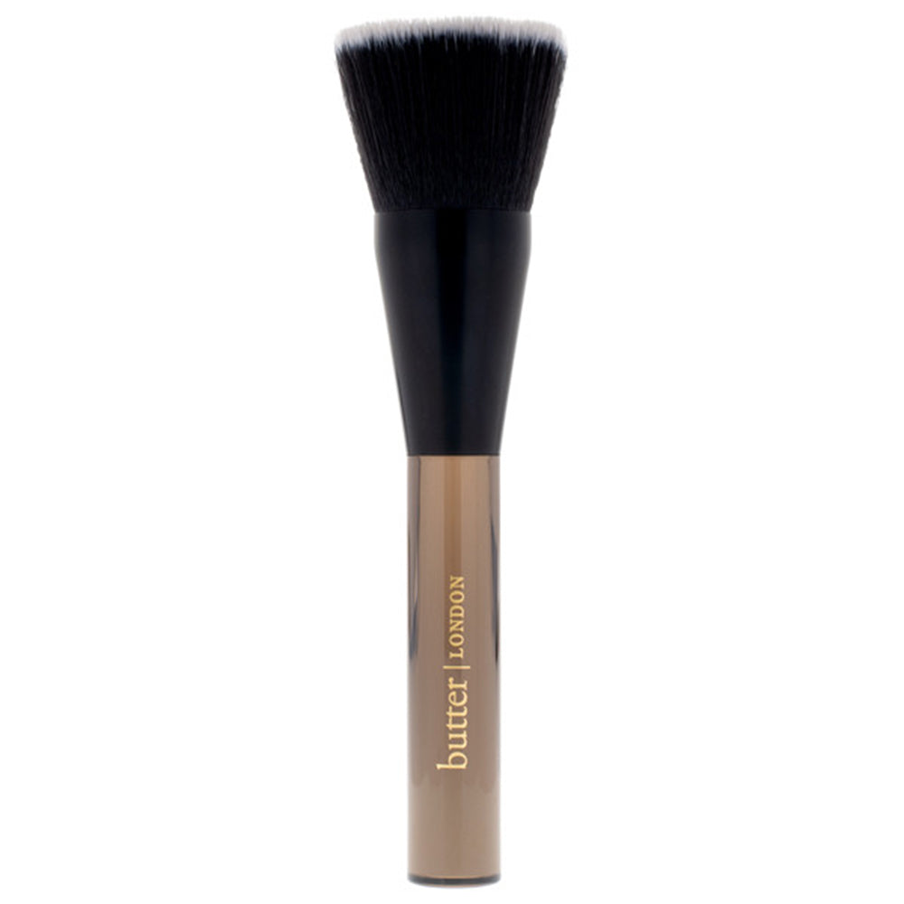 butter LONDON - (Black Brush, Tan Handle) LumiMatte Finishing & Setting Powder Brush - Full White Background.