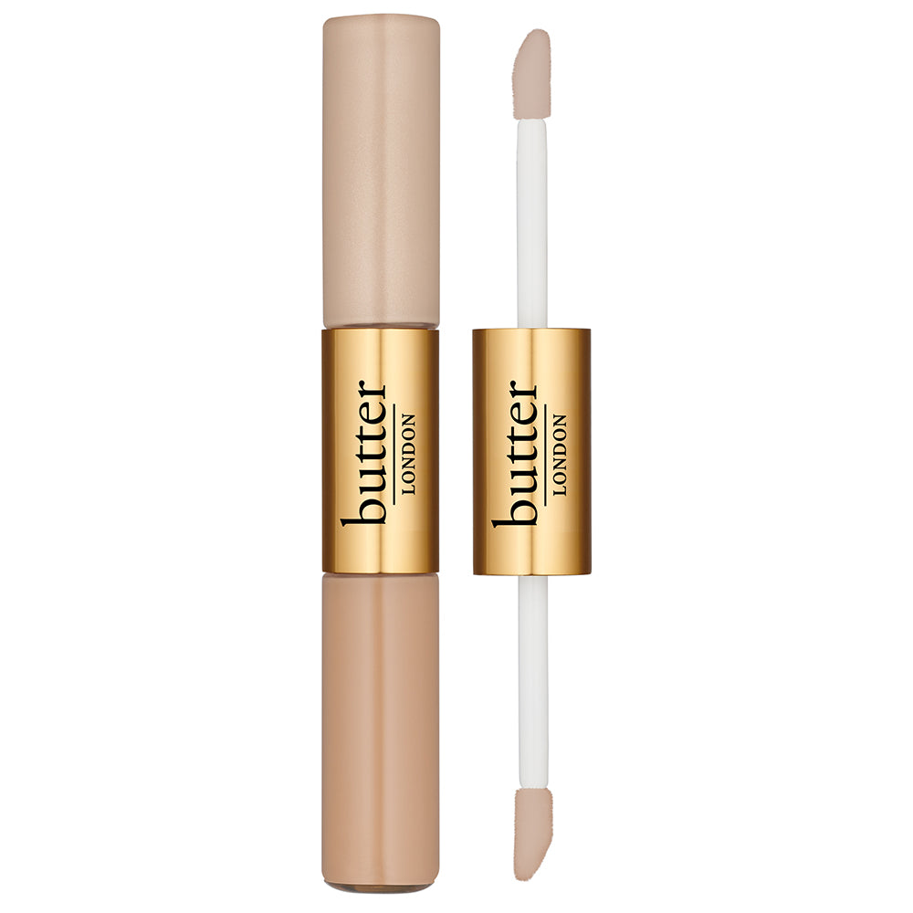 butter LONDON - Light (Fair to Light Nude) LumiMatte 2-in-1 Concealer & Brightening Duo - Full White Background.